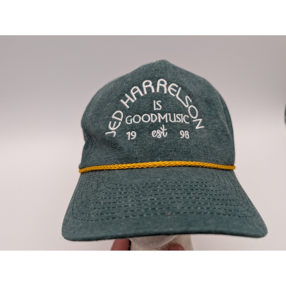 Jed Harrelson Is Good Music 19 est 98 Green Snapback Hat Cobra Rope Detail